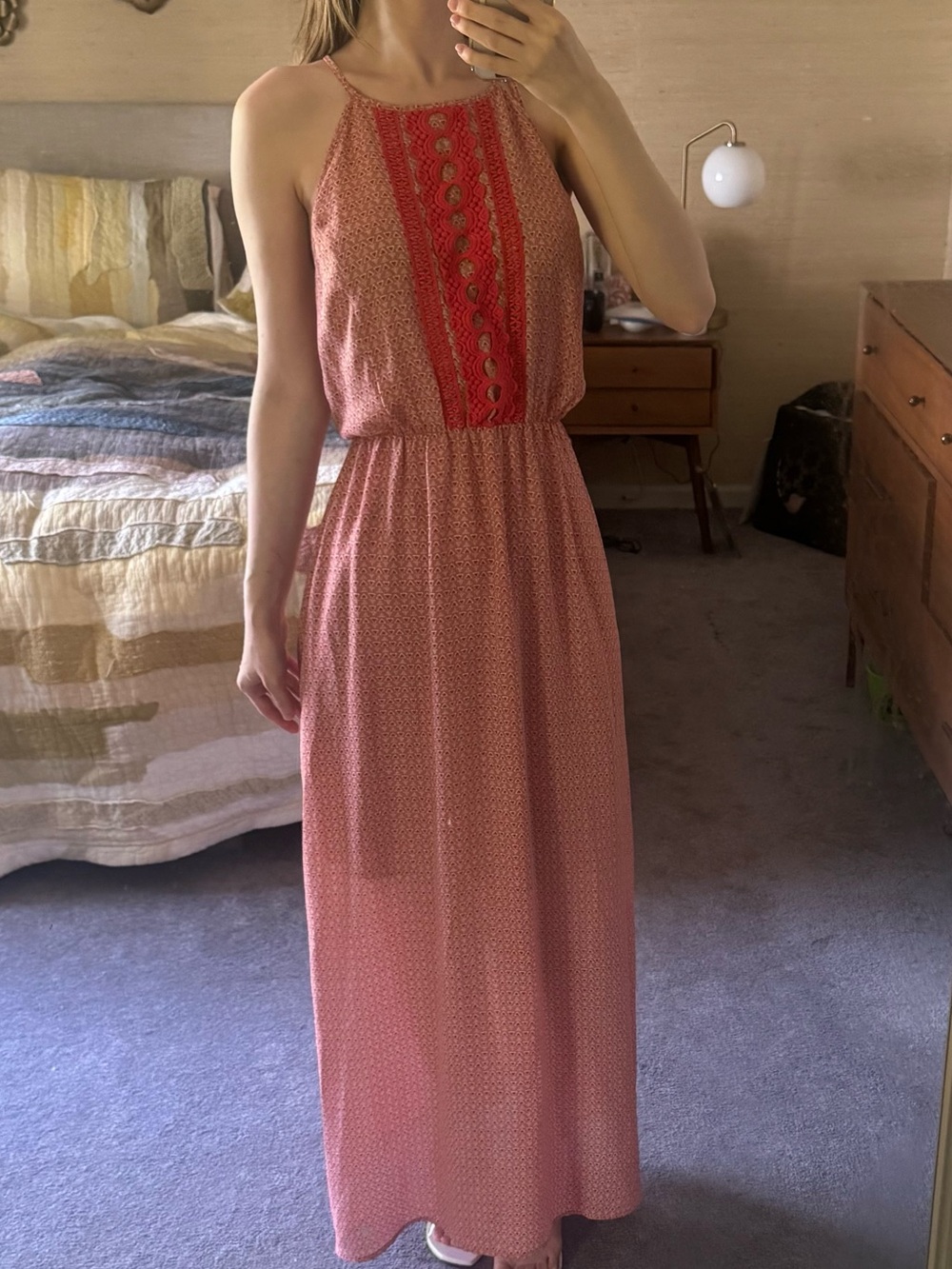 Collective concepts silky geometric print long maxi dress